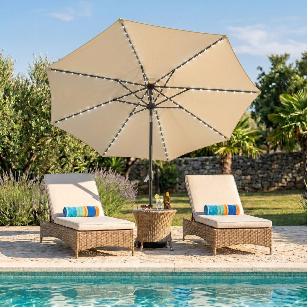 Parasol Led Inclinable 2,7 M Con Base – Crema_3