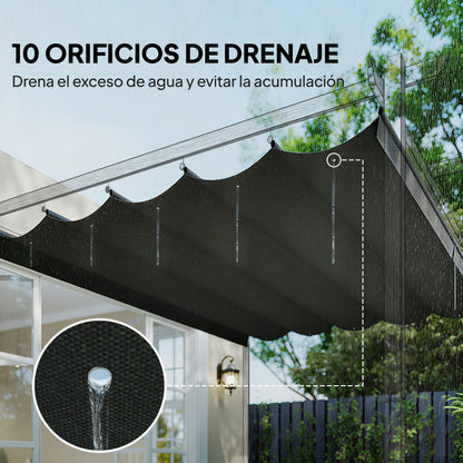 Outsunny Cubierta Para Pérgola Retráctil 3,5x2,6 M Para Marco De 4x3 M Gris_5