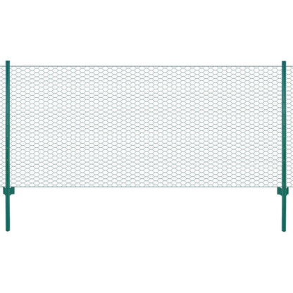 Valla De Malla Alambre Con Postes Acero 25x0,5 M Verde / Vetonek_0