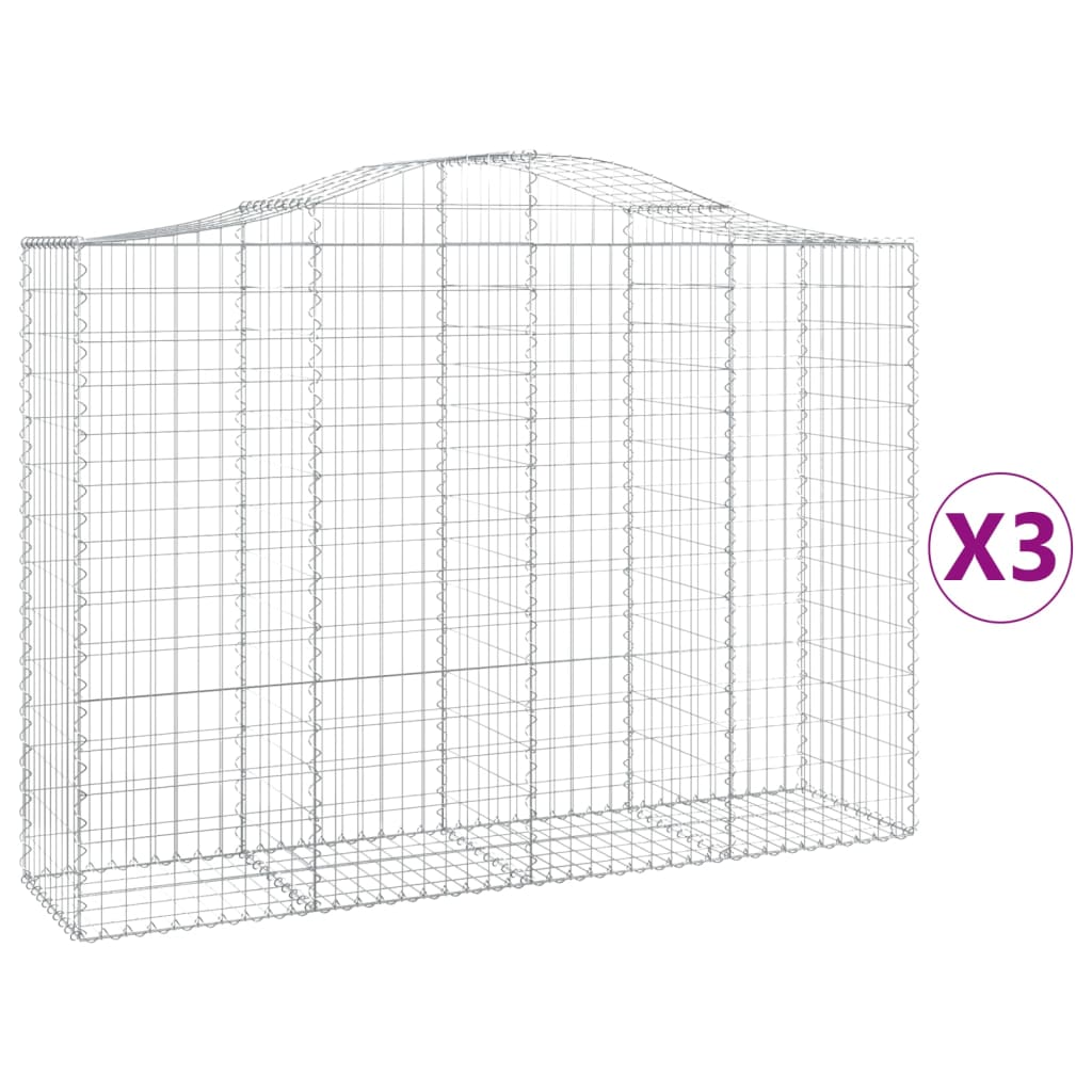 Cestas De Gaviones 3 Uds Forma De Arco Hierro 200x50x140/160 Cm_0