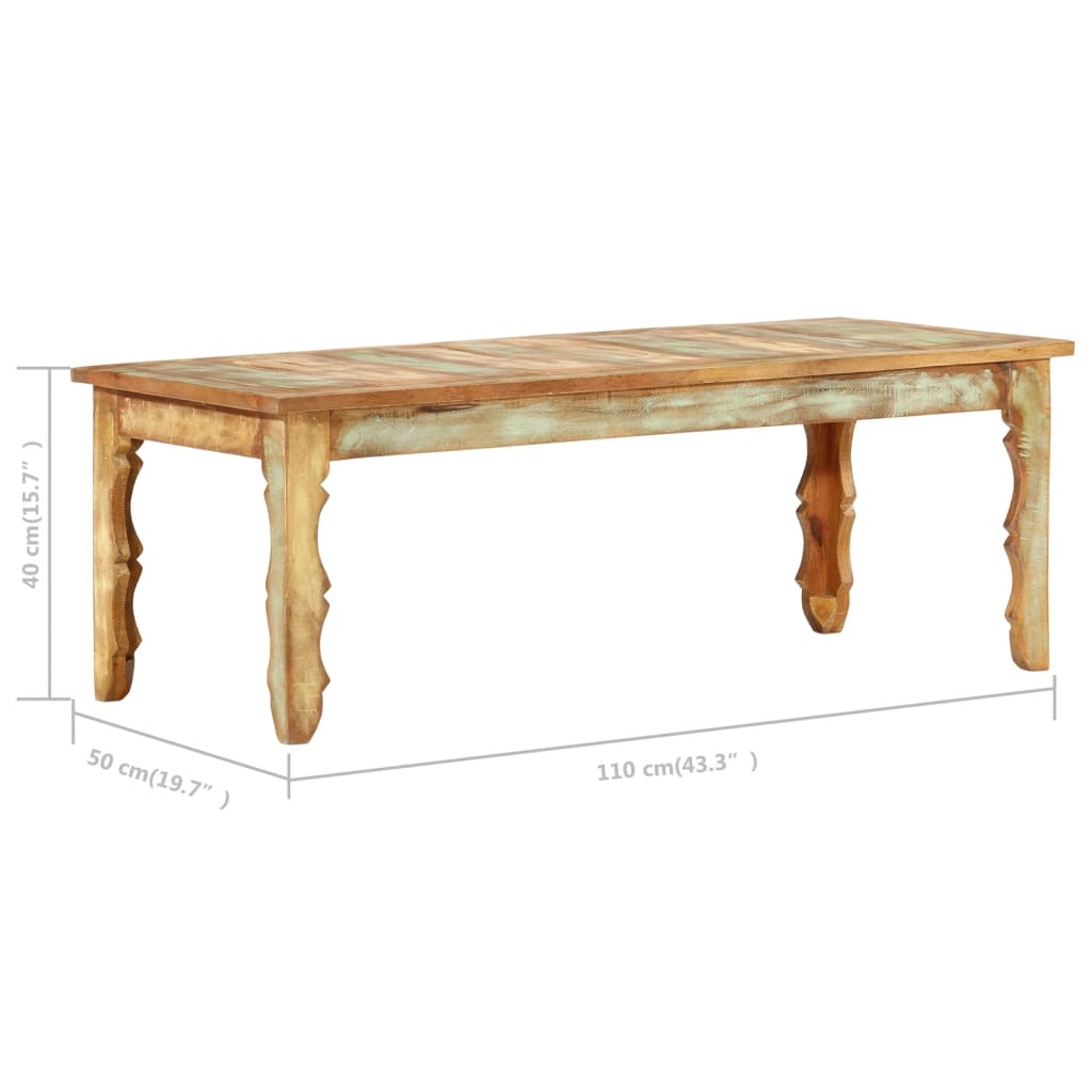 Mesa De Centro De Madera Maciza Reciclada 110x50x40 Cm_2