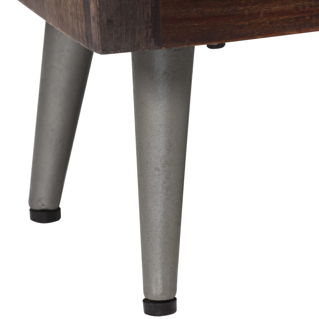 Mesita De Noche De Madera Maciza Reciclada 40x30x50 Cm_4