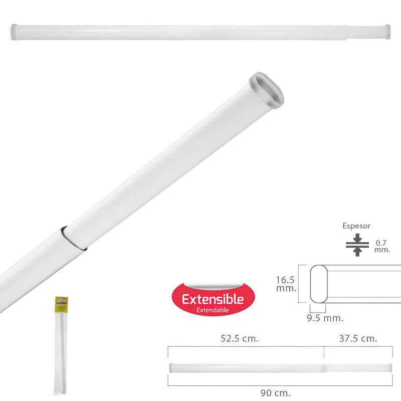 Barra Visillo Extensible 52.5/90 Cm. Con Muelle Presion Ajustable  (1 Pieza)