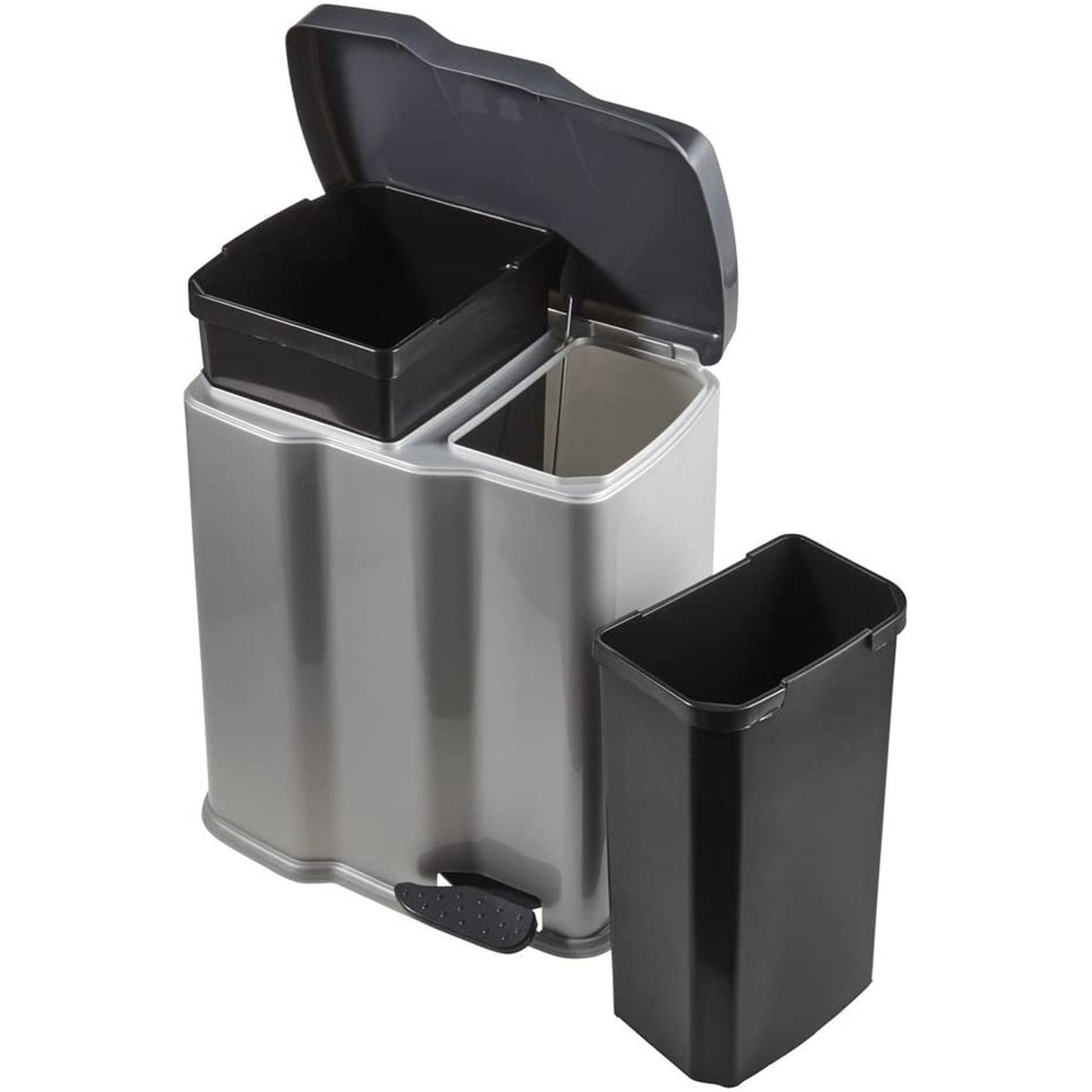Cubo De Basura Con 2 Compartimentos, 7 L + 15 L, Gunnar, Plateado_3