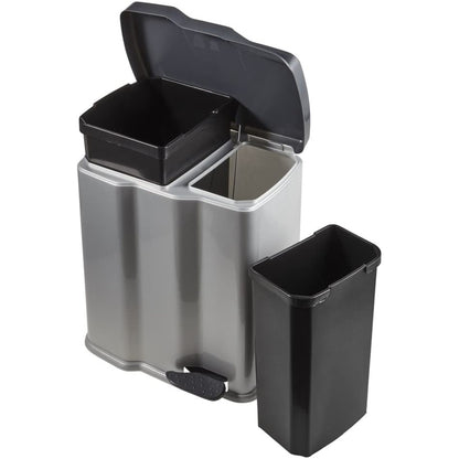 Cubo De Basura Con 2 Compartimentos, 7 L + 15 L, Gunnar, Plateado_3