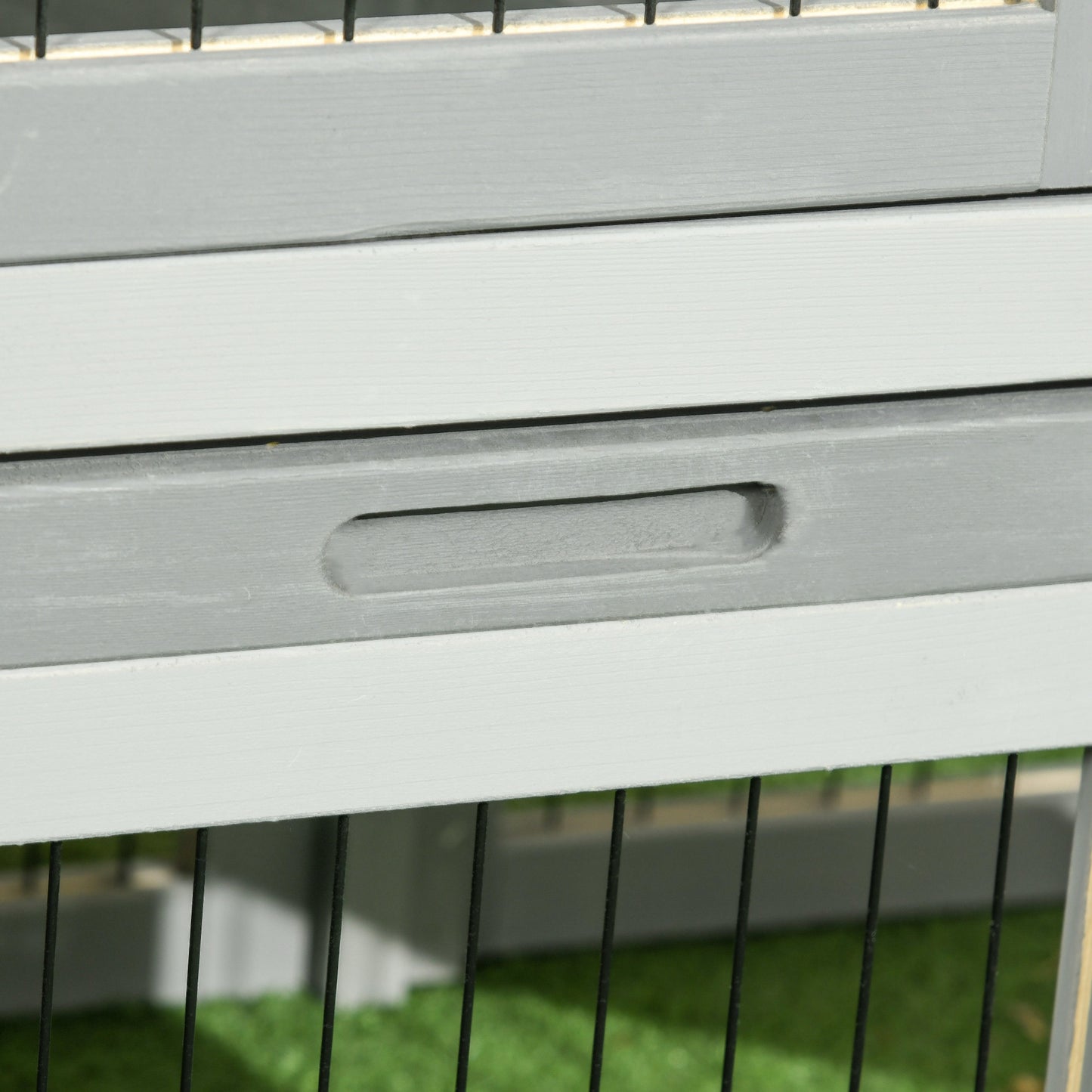 Pawhut Conejera Exterior De Madera 150x52x68 Cm Techo Abatible Bandeja Gris_3