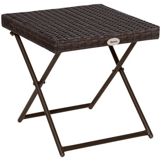Mesa Cuadrada Plegable Outsunny Marrón 40x40x40 Cm_0