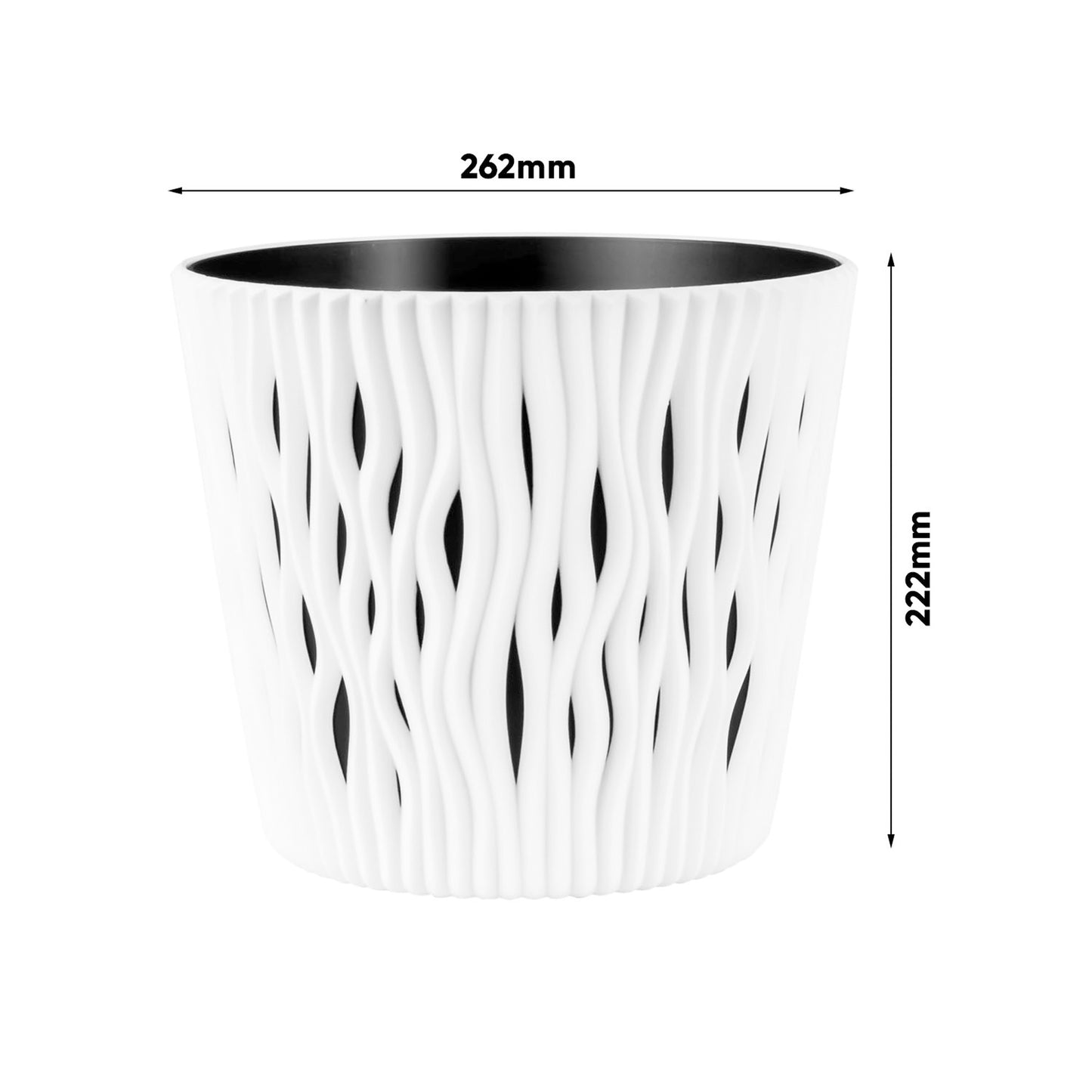Maceta Redonda De Plastico Sandy Round En Color Crema 26,2 (largo) X 26,2 (ancho) X 22,2 (alto) Cm_1