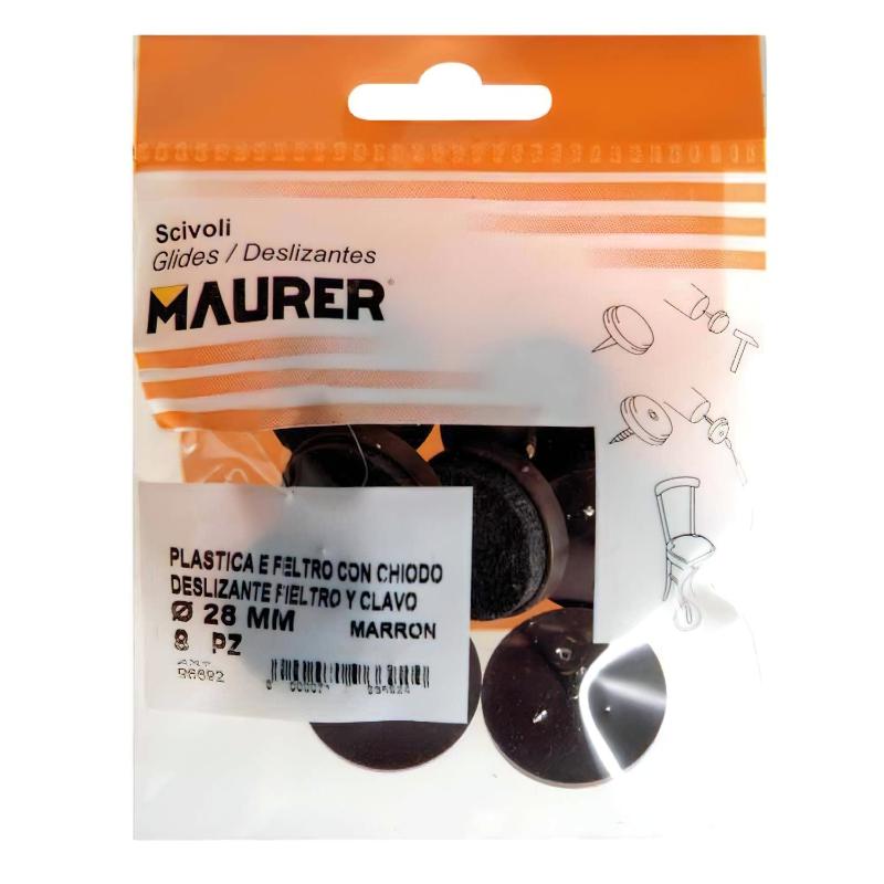 Deslizante Marron Con Fieltro Ø28 (blister 8 Unidades)