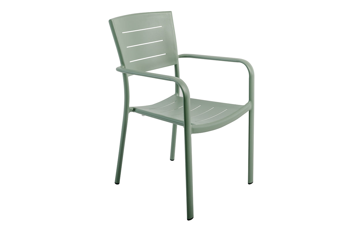 Lote De 4 Sillas De Jardín Apilables Inari Verde Romero Aluminio - Muebles De Jardín - 56x58xh85cm_0