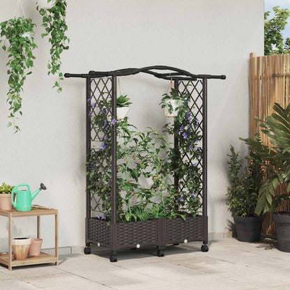 Cama Elevada Con Trellis Y Techo Marrón 124 X 40 X 129 Cm Pp_1