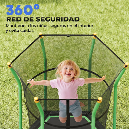 Homcom Cama Elástica Infantil De Jardín 122x111x190 Cm Carga 50 Kg Negro Y Verde_5