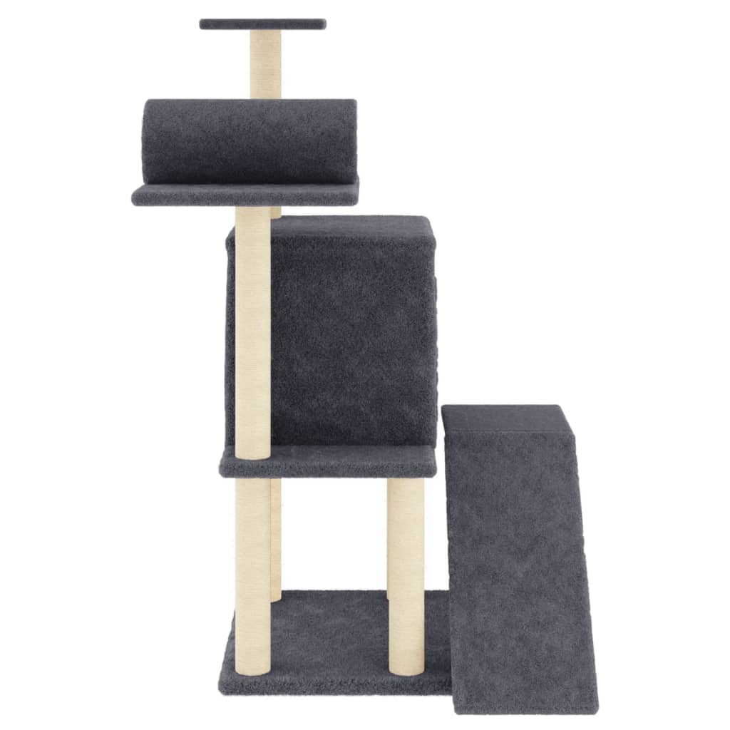 Rascador Para Gatos Con Postes De Sisal Gris Oscuro 110,5 Cm_3
