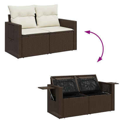 Set De Sofás De Jardín 10 Pzas Y Cojines Ratán Sintético Marrón / Vetonek_4