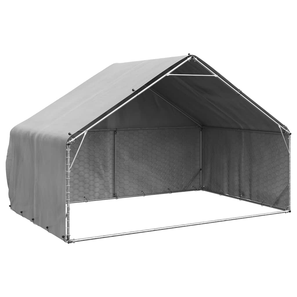 Caseta Para Perros De Exterior Con Cubierta 3x2x1,9 M De Acero Galvanizado_1
