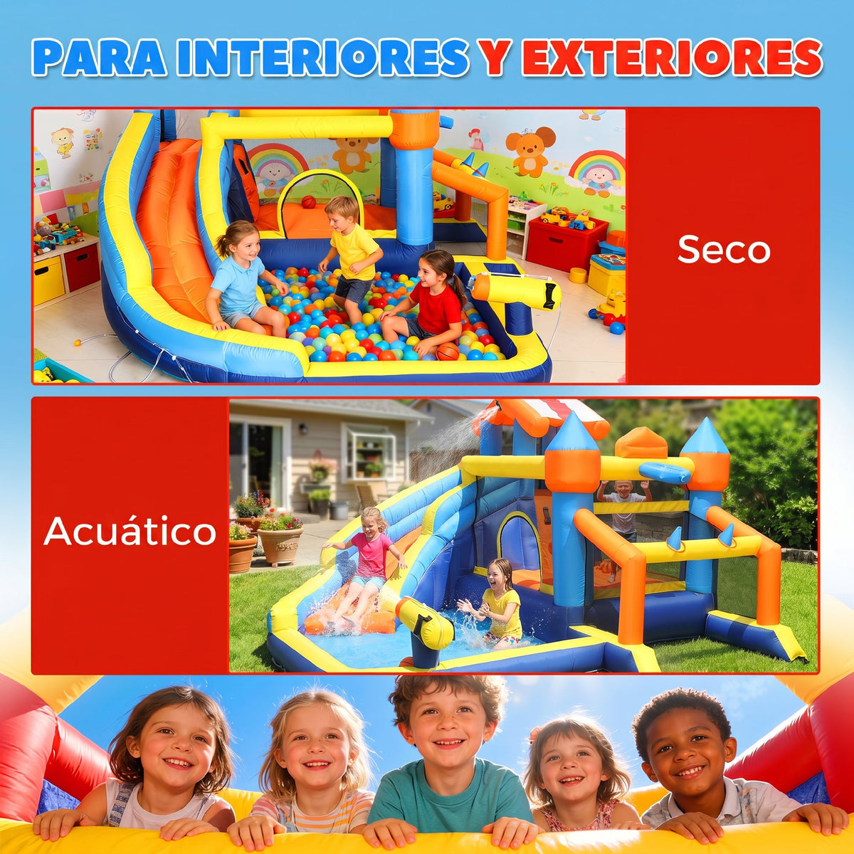 Castillo Inflable Acuático Aiyaplay Tela Oxford Multicolor 350x325x210 Cm_5