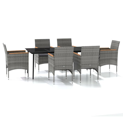 Juego De Comedor De Jardín 7 Piezas Con Cojines Gris Y Negro / Vetonek_0
