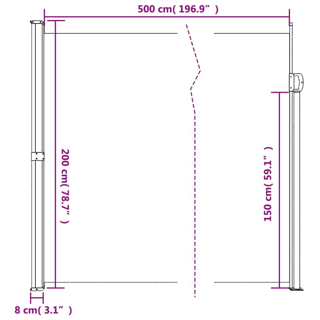 Vidaxl Toldo Lateral Retráctil Azul 200x500 Cm_2