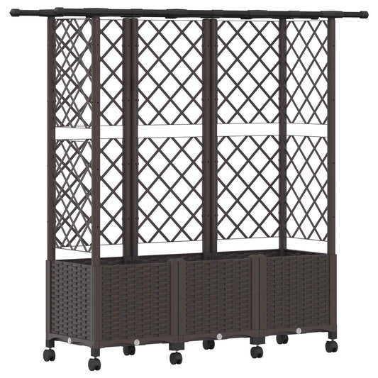 Cama Elevada Con Trellis Y Techo Marrón 163,5 X 40 X 142 Cm Pp_0