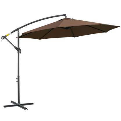 Outsunny Parasol Excéntrico Ø295 Cm Con Ángulo Ajustable Base Cruzada Café_0