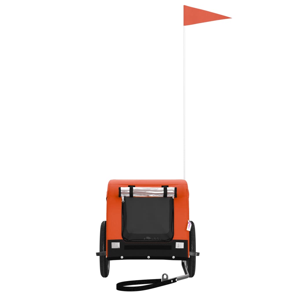 Remolque De Bicicleta Mascotas Hierro Tela Oxford Naranja Negro_2