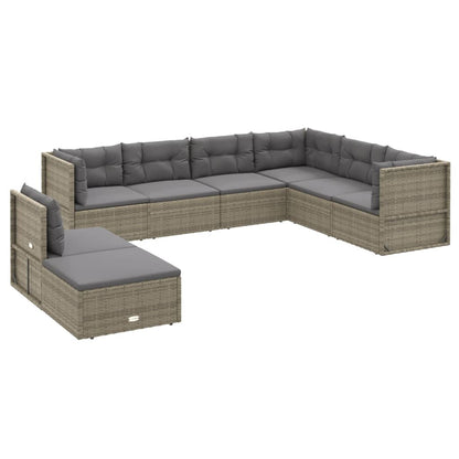 Vidaxl Set De Muebles De Jardín 8 Pzas Y Cojines Ratán Sintético Gris_0