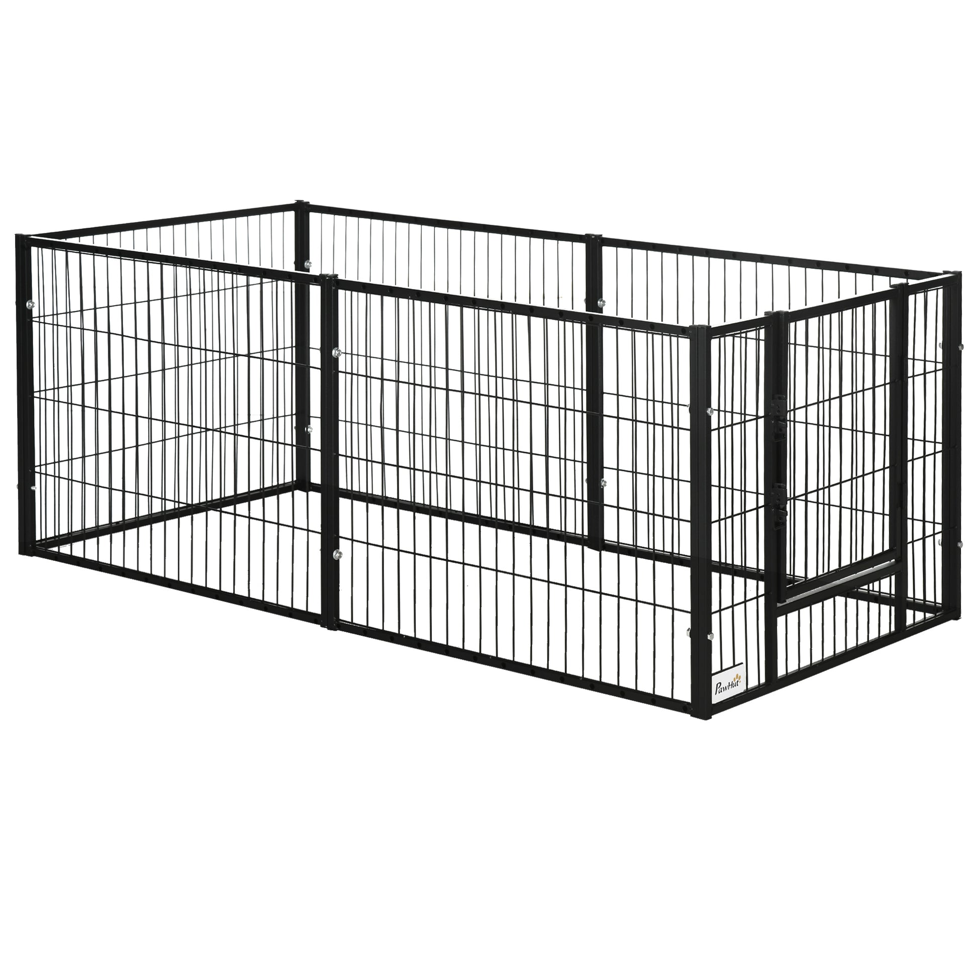 Pawhut Parque Para Perros De 6 Paneles Ancho Ajustable 82,5-150x79x61 Cm Negro_0