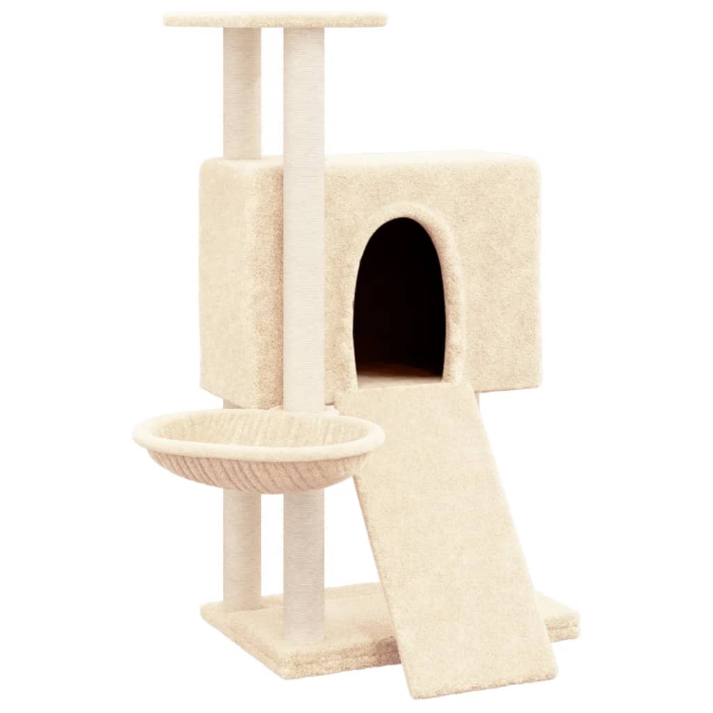 Rascador Para Gatos Con Postes De Sisal Crema 96 Cm_0