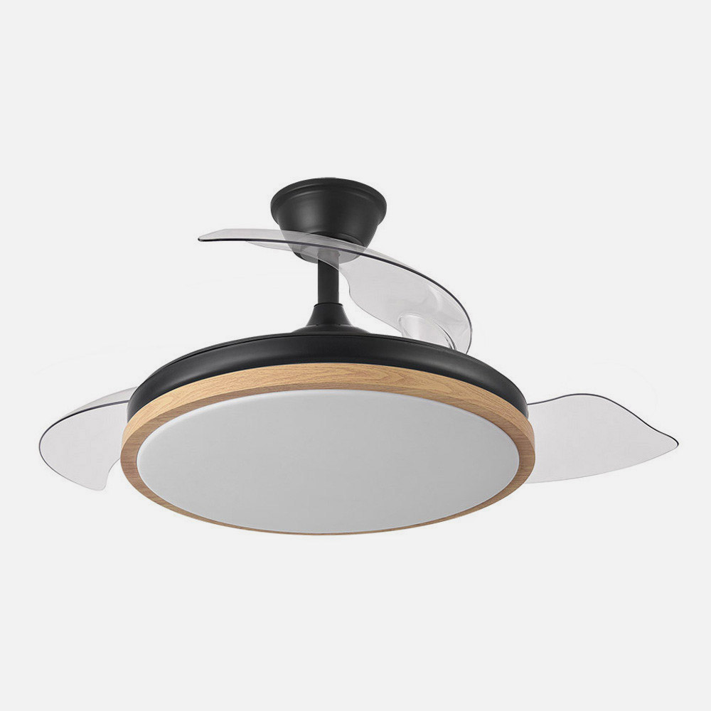 Ventilador Dc Evros 72w 6120lm Negro/haya 107d 3asp.desplegables 3000-4000-6000k Remoto+temp+memoria_3