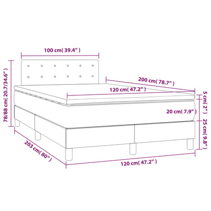 Cama Box Spring Con Colchón Y Led Tela Gris Oscuro 120x200 Cm / Vetonek_2
