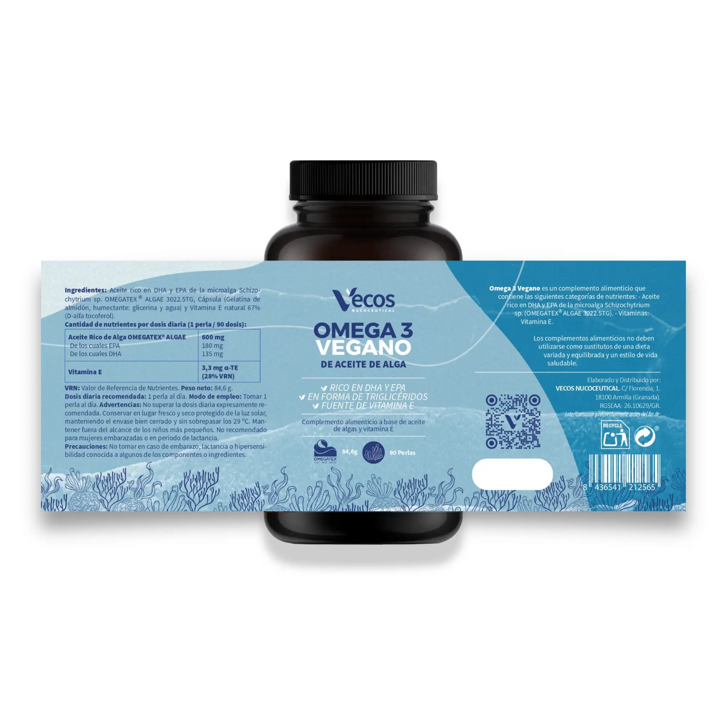 Omega 3 Vegano OMEGATEX® (90 perlas) | Corazón, visión y cerebro | DHA y EPA de algas | Vitamina E natural_4