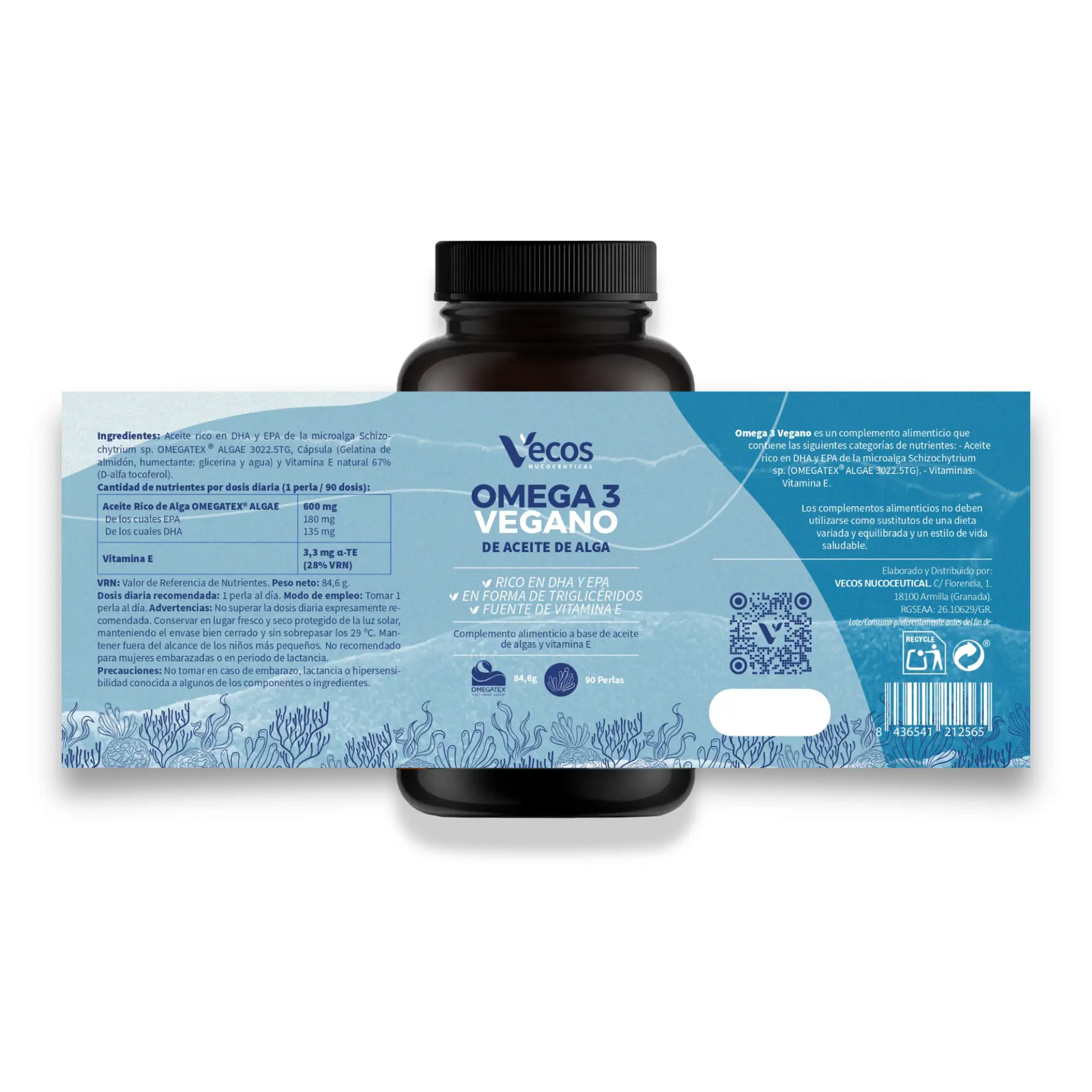 Omega 3 Vegano OMEGATEX® (90 perlas) | Corazón, visión y cerebro | DHA y EPA de algas | Vitamina E natural_4