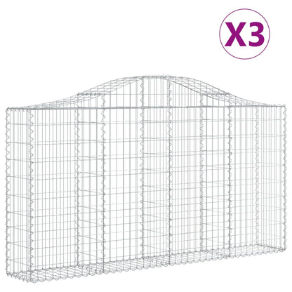 Cestas De Gaviones 3 Uds Forma De Arco Hierro 200x30x100/120 Cm_0