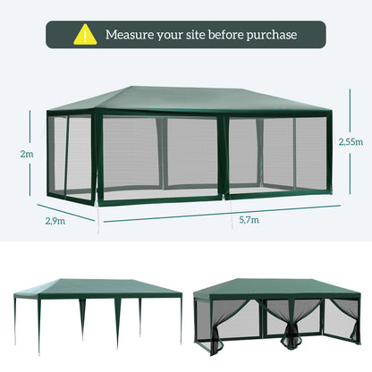 Outsunny Carpa De Jardín 6x3 M Con 6 Mosquiteras Laterales 2 Puertas Verde_2