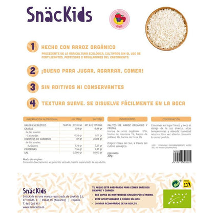 Lanche biológico para bebé +8 meses Arroz e Palitos de Fruta