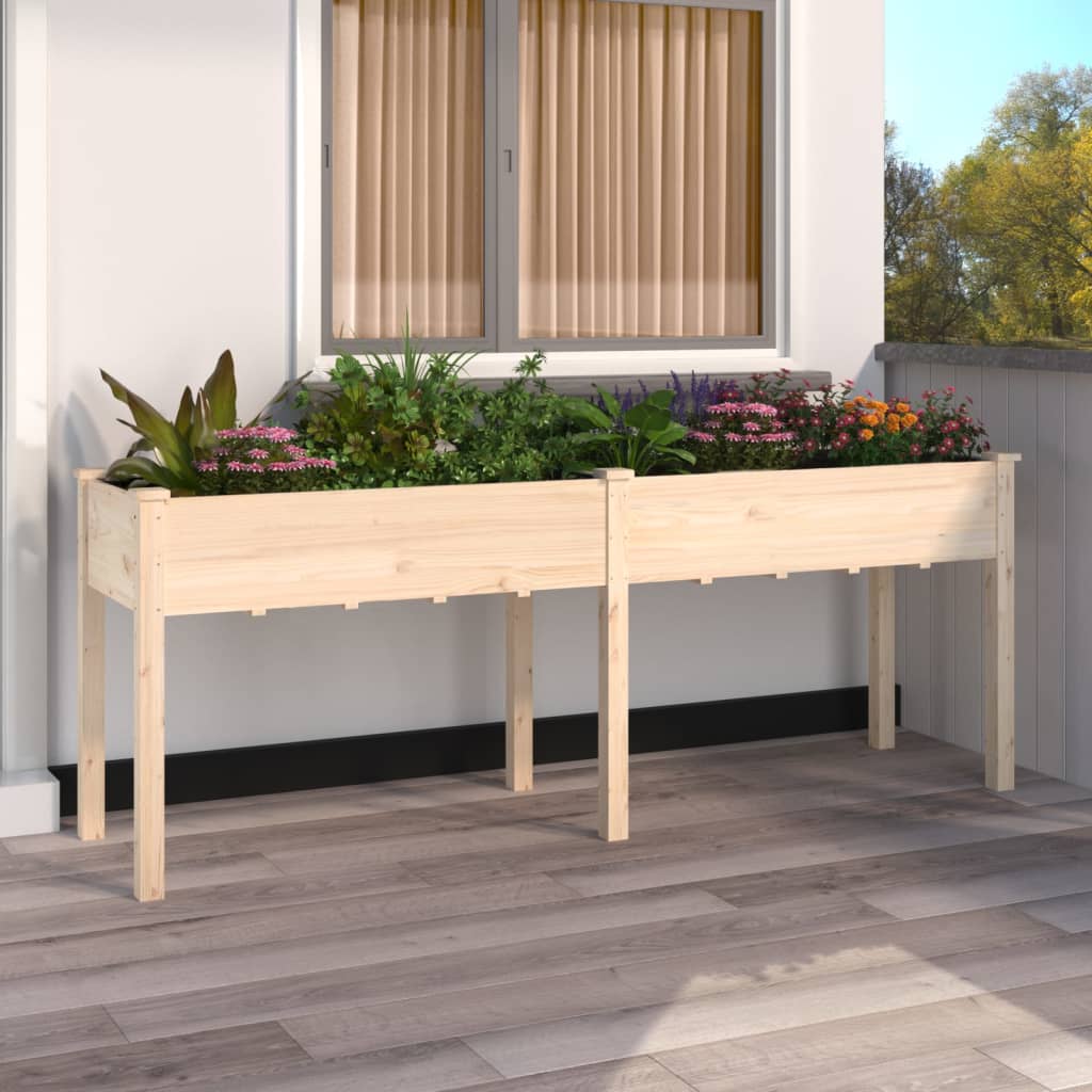 Jardinera Con Forro Interior Madera Maciza Abeto 203x53x76 Cm_1