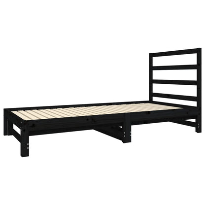 Sofá Cama Extraíble Madera Maciza De Pino Negro 2x(90x190) Cm / Vetonek_4