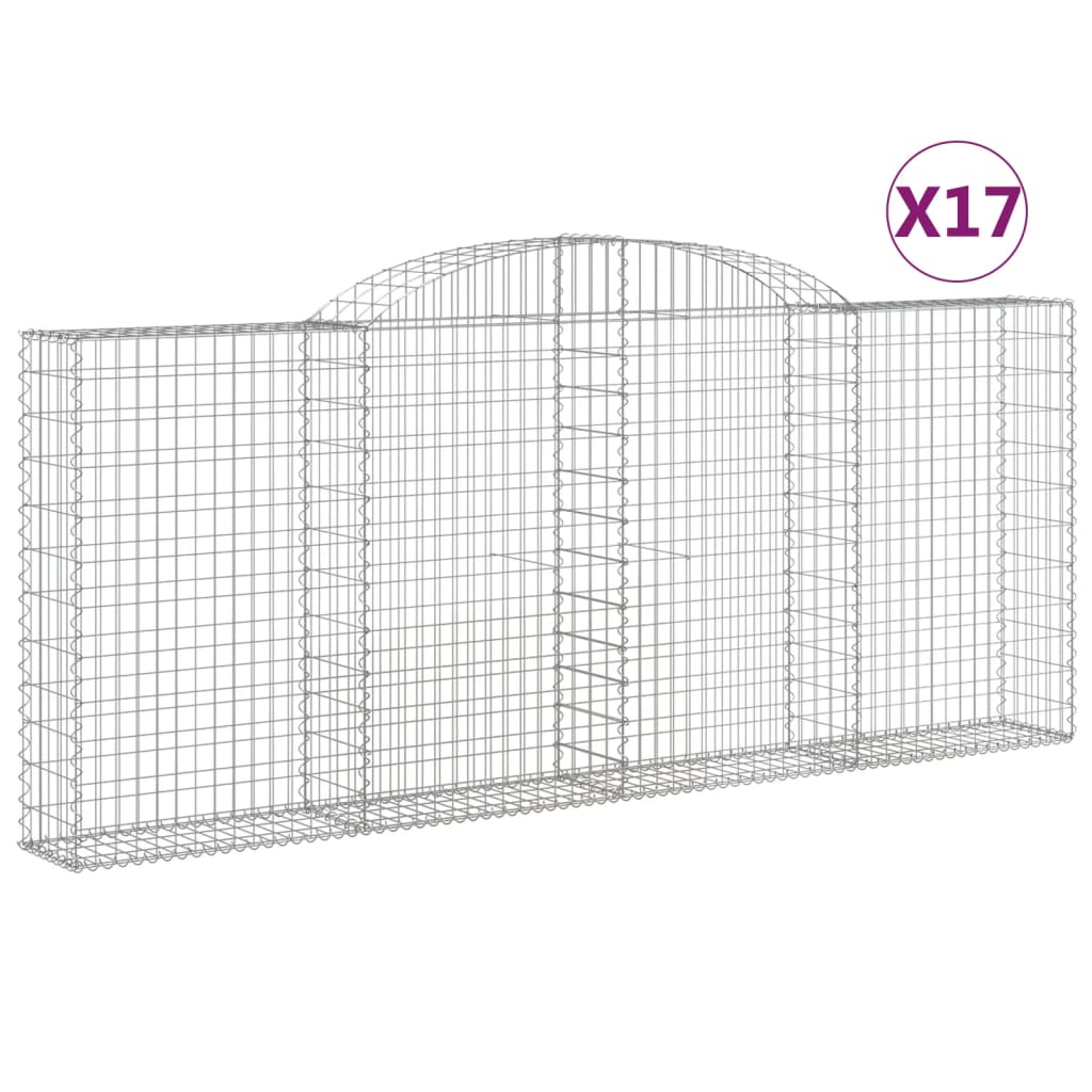Cestas Gaviones 17 Uds Forma De Arco Hierro 300x30x120/140 Cm_0