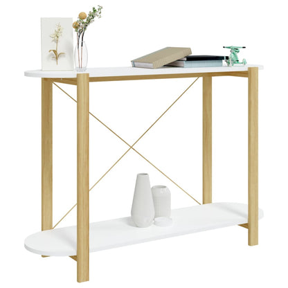Mesa Consola De Madera Contrachapada Blanco 110x38x75 Cm_2