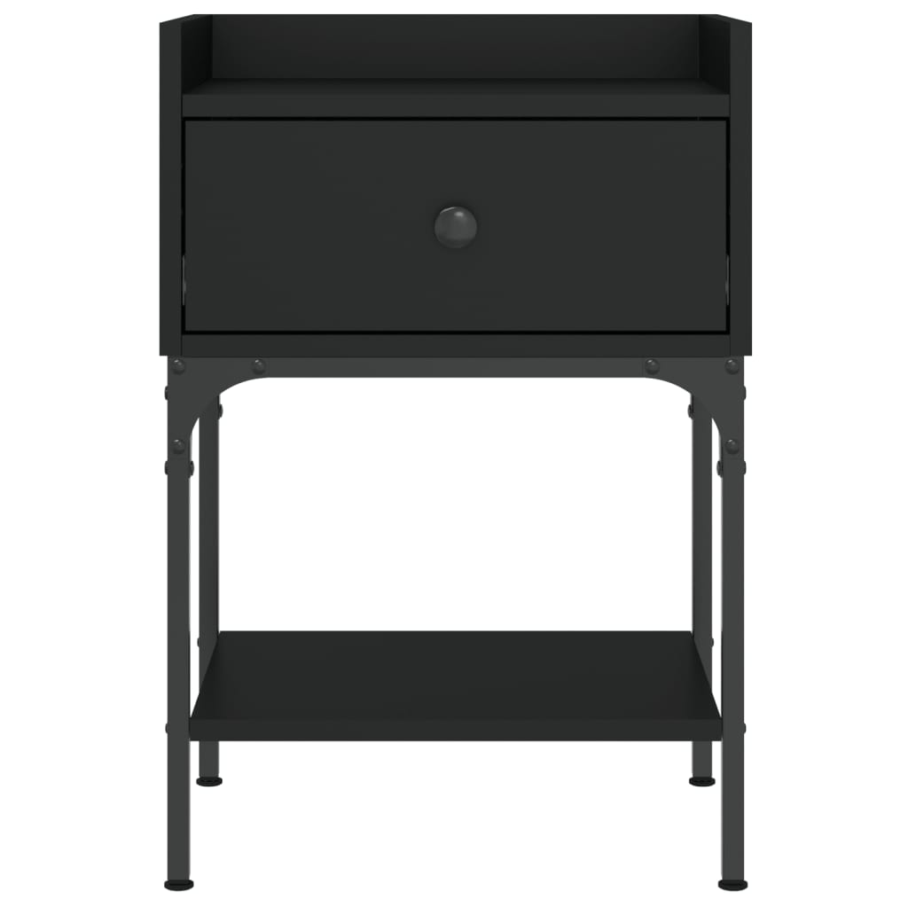Mesita De Noche Madera De Ingeniería Negro 40,5x31x60 Cm_3