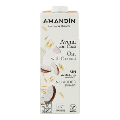 Pack de 6 Bebidas de Coco e Aveia Amandín 1 L