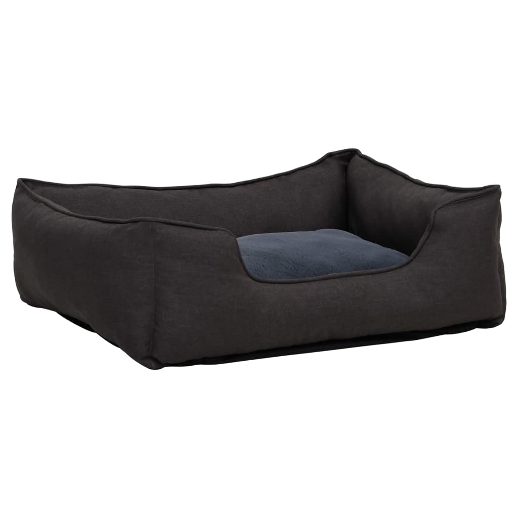 Cama De Perro De Felpa Apariencia De Lino Gris Oscuro / Vetonek_0
