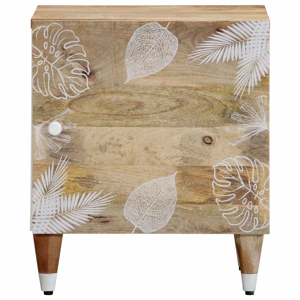 Mesita De Noche De Madera Maciza De Mango 40x33,5x46 Cm_0