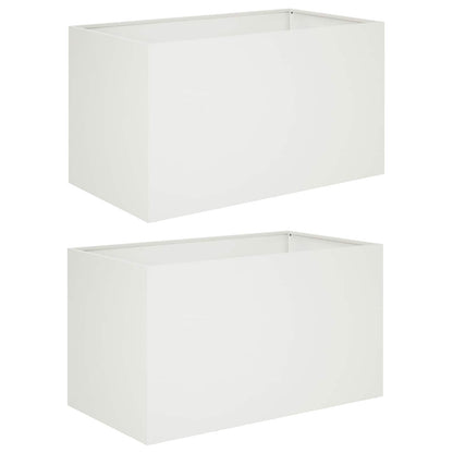 Macetero De Jardín 2 Uds. Blanco 100 X 50 X 50 Cm_0