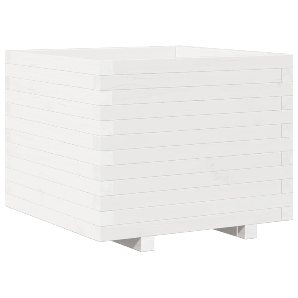 Jardinera Madera Maciza De Pino Blanco 60x60x49,5 Cm_0