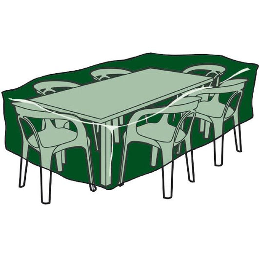 Capa retangular em poliéster para mesa e cadeira