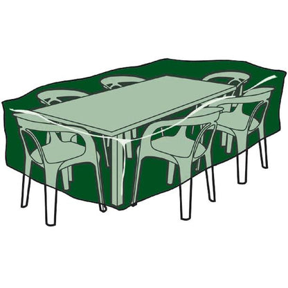 Capa retangular em poliéster para mesa e cadeira