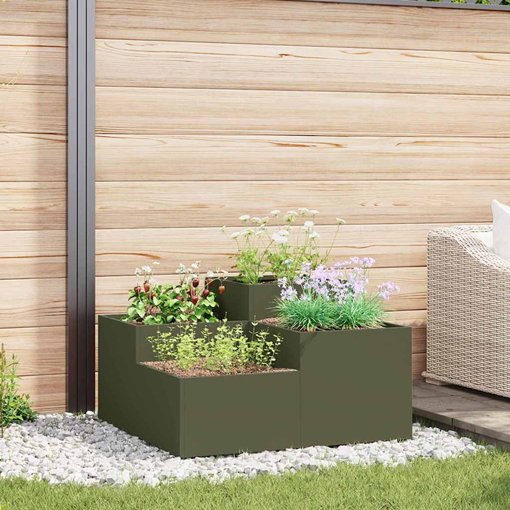 Maceta Para Jardín Verde Oliva 100 X 100 X 48 Cm Acero_1