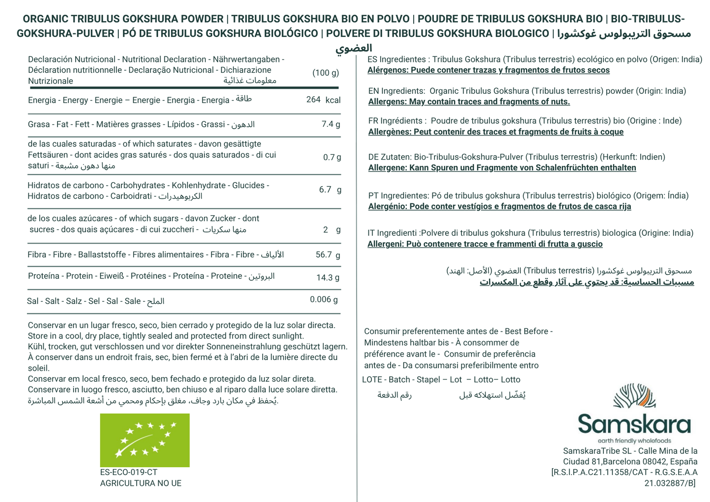 Tribulus Terrestris En Polvo Bio - 150g | Superalimento Ecológico Vegano Para Batidos, Smoothies Y Zumos_1