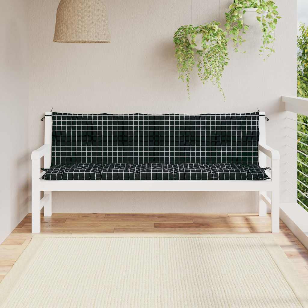 Vidaxl Cojines De Banco De Jardín 2 Uds Tela Oxford A Cuadros Negros_1